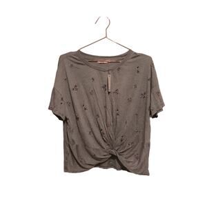 Mi Ami Francesca Floral Embroidered Twist Front Top - Small